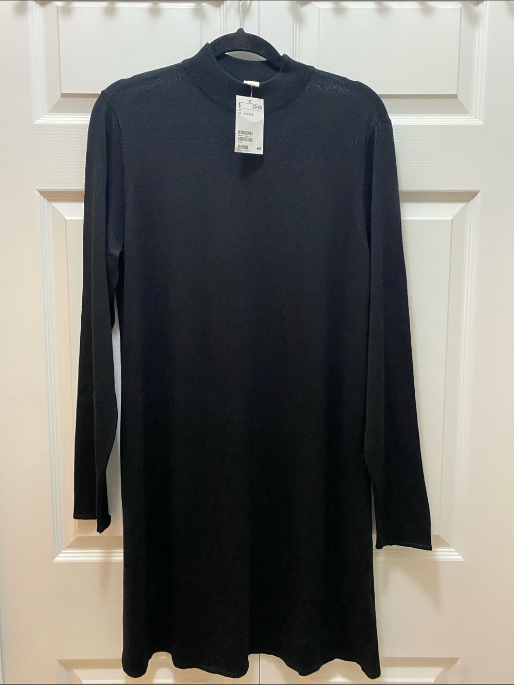 NWT H&M Basic Black Long-Sleeve Knit Shift Dress - Size Large